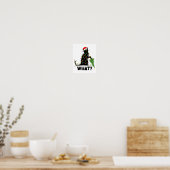 Funny Black Cat Pushing-kerstboom over Cat Ch Poster (Keuken)