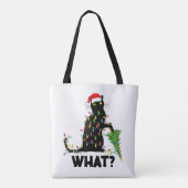 Funny Black Cat Pushing-kerstboom over Cat Ch Tote Bag (Achterkant)