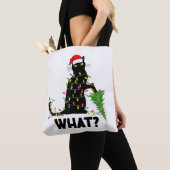 Funny Black Cat Pushing-kerstboom over Cat Ch Tote Bag (Dichtbij)