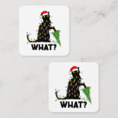 Funny Black Cat Pushing-kerstboom over Cat Ch Vierkante Visitekaartje (Voorkant / Achterkant)