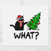 Funny Black Cat Pushing-kerstboomklep Bier Etiket (Enkel label)