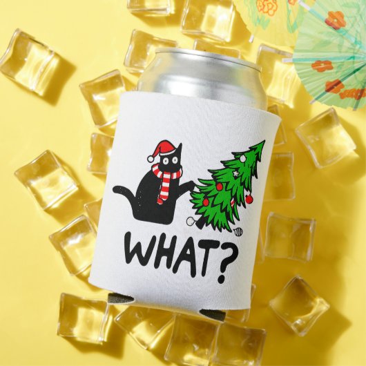 Funny Black Cat Pushing-kerstboomklep Blikjeskoeler (Insitu Zomer)