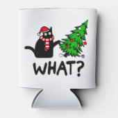 Funny Black Cat Pushing-kerstboomklep Blikjeskoeler (Voorkant)