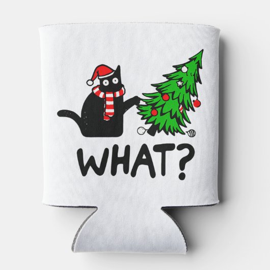 Funny Black Cat Pushing-kerstboomklep Blikjeskoeler (Achterkant)