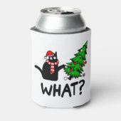 Funny Black Cat Pushing-kerstboomklep Blikjeskoeler (Blikje Achterkant)