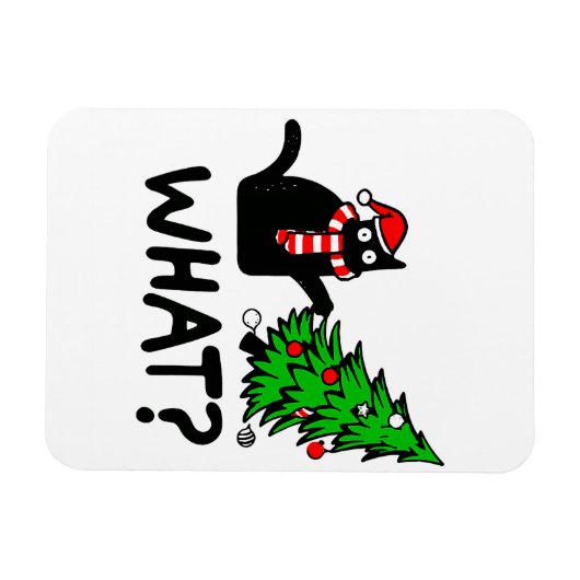 Funny Black Cat Pushing-kerstboomklep Magneet (Horizontaal)