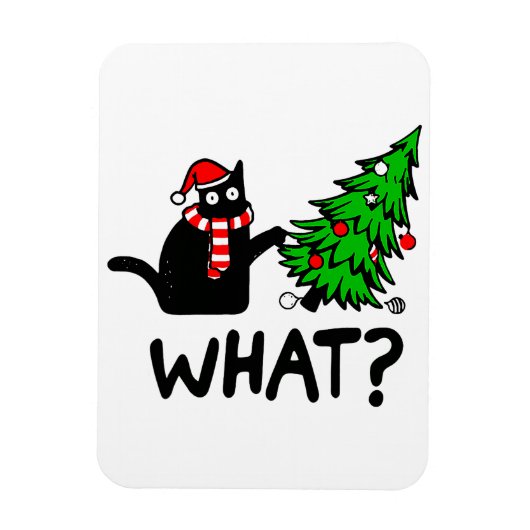 Funny Black Cat Pushing-kerstboomklep Magneet (Verticaal)