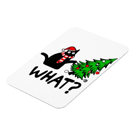 Funny Black Cat Pushing-kerstboomklep Magneet (Linkerzijde)
