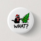 Funny Black Cat Pushing-kerstboomklep Ronde Button 3,2 Cm (Voorkant)