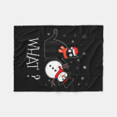 Funny Black Cat Pushing Snowman Christmas Winter C Fleece Deken (Voorkant (Horizontaal))