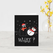 Funny Black Cat Pushing Snowman Christmas Winter C Kaart (Gele Bloem)