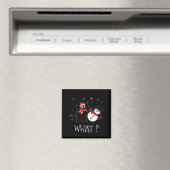 Funny Black Cat Pushing Snowman Christmas Winter C Magneet (Insitu (Vaatwasser))