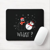 Funny Black Cat Pushing Snowman Christmas Winter C Muismat (Met muis)