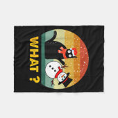 Funny Black Cat Pushing Snowman Xmas Winter Costum Fleece Deken (Voorkant (Horizontaal))