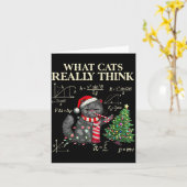 Funny Black Cat Pushing Xmas Tree Over Cats Physic Kaart (Gele Bloem)