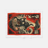 Funny Black Cat Ramen Alien Ufo Abduction Japanese Fleece Deken (Voorkant (Horizontaal))