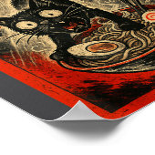 Funny Black Cat Ramen Alien Ufo Abduction Japanese Poster (Hoek)