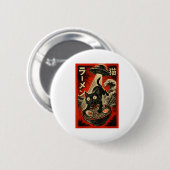 Funny Black Cat Ramen Alien Ufo Abduction Japanese Ronde Button 5,7 Cm (Voorkant /achterkant)