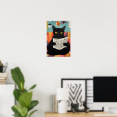 Funny Black cat Reading Newspaper  Poster (Thuiskantoor)