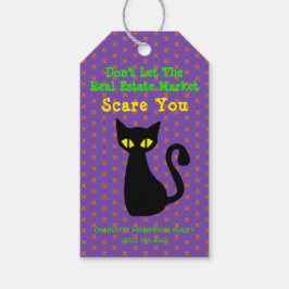Funny Black Cat Real Estate Halloween Gift Labels Cadeaulabel