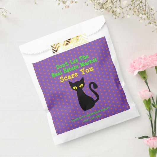Funny Black Cat Real Estate Halloween Treat Bedankzakje (Gezegeld)