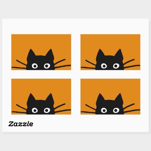 Funny Black Cat Rechthoekige Sticker (Vel)