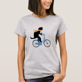 Funny Black Cat Riding a Bicycle T-shirt