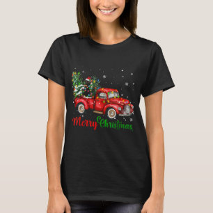 Funny Black Cat Riding Red Truck T-shirt