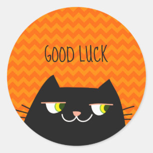Funny Black Cat Ronde Sticker
