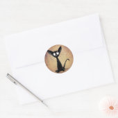 Funny Black Cat Ronde Sticker (Envelop)