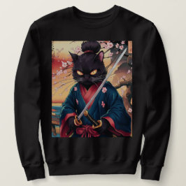 Funny Black Cat Samurai  Trui