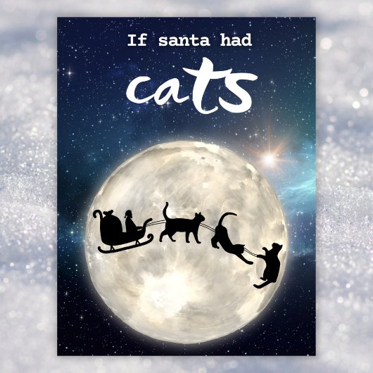 Funny Black cat Santa Kerstfeestay Briefkaart