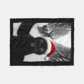 Funny Black Cat Selfie With Santa Christmas Men Wo Fleece Deken (Voorkant (Horizontaal))