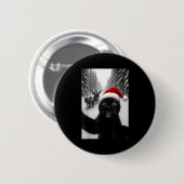 Funny Black Cat Selfie With Santa Christmas Men Wo Ronde Button 5,7 Cm (Voorkant /achterkant)