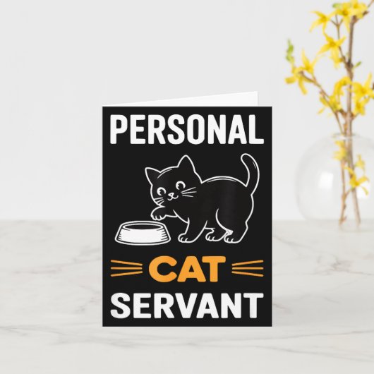 Funny Black Cat Servant Of Tiny Furry Overlord  Kaart (Gele Bloem)