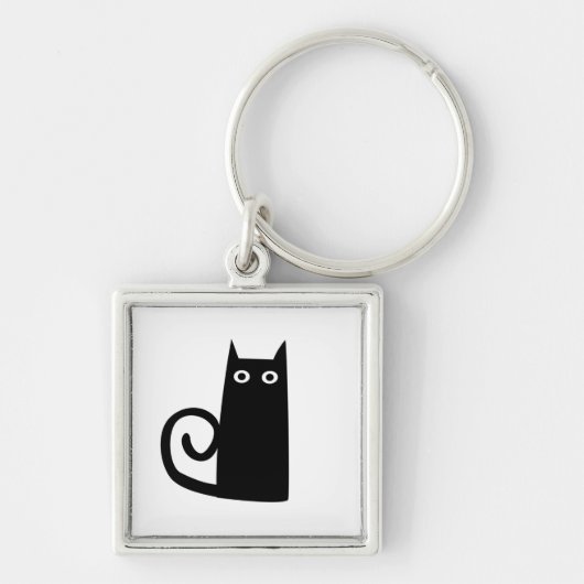 Funny Black Cat Sleutelhanger (Voorkant)