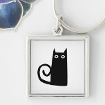 Funny Black Cat Sleutelhanger<br><div class="desc">Schattigee kleine zwarte kat voor geluk. Originele kunst van Nic Squirrell.</div>