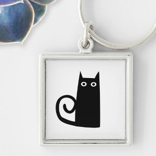 Funny Black Cat Sleutelhanger
