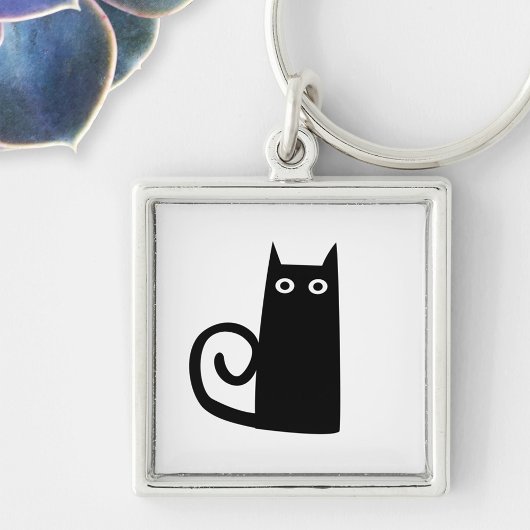 Funny Black Cat Sleutelhanger