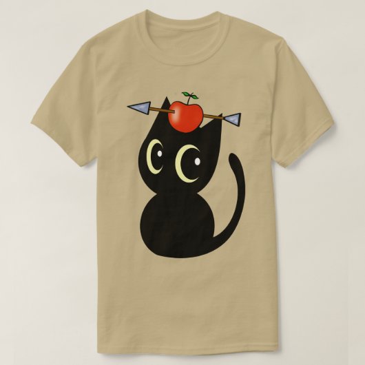 Funny Black Cat speelt William tell met een p.a. T-shirt (Design voorkant)