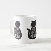 Funny Black Cat Stress Meowt niet Koffiemok (Voorkant links)