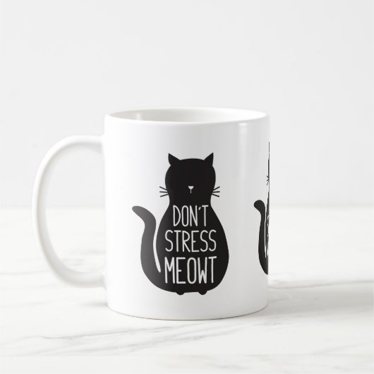 Funny Black Cat Stress Meowt niet Koffiemok (Links)