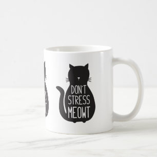 Funny Black Cat Stress Meowt niet Koffiemok
