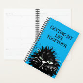 Funny Black Cat Tired overwerkt Planner (Display)