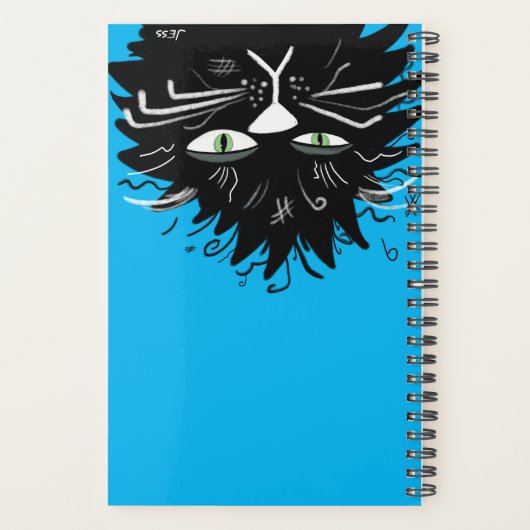 Funny Black Cat Tired overwerkt Planner (Achterkant)