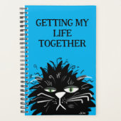 Funny Black Cat Tired overwerkt Planner (Voorkant)