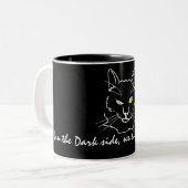 Funny Black Cat Tweekleurige Koffiemok (Voorkant links)