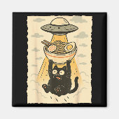 Funny Black Cat Ufo Ramen Alien Abduction Graphic  Magneet (Voorkant)