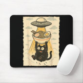 Funny Black Cat Ufo Ramen Alien Abduction Graphic  Muismat (Met muis)