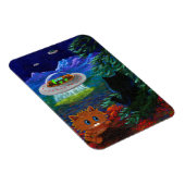 Funny Black Cat UFO Tabby Cat Flying Saucer Magneet (Rechterzijde)
